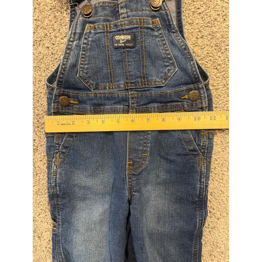 OshKosh B'gosh Overalls Toddler 2T Blue Denim Bib Pocket Adjustable Straps